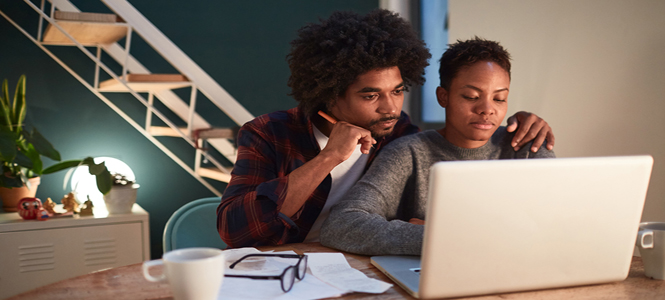 African American Couple at Computer 